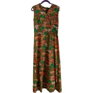 Royal Hawaiian M Vintage Sleeveless Hawaiian Aloha Maxi Gown Dress